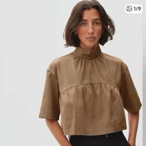 Everlane Cropped Ruffled Popover Blouse